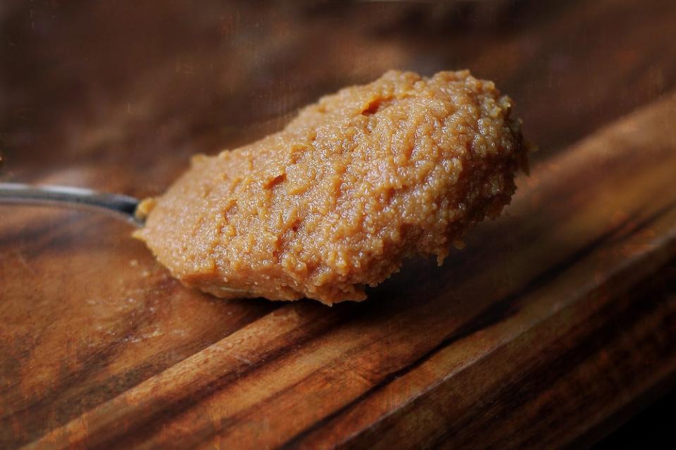 Adding miso paste at the end of cooking brightens the soup.