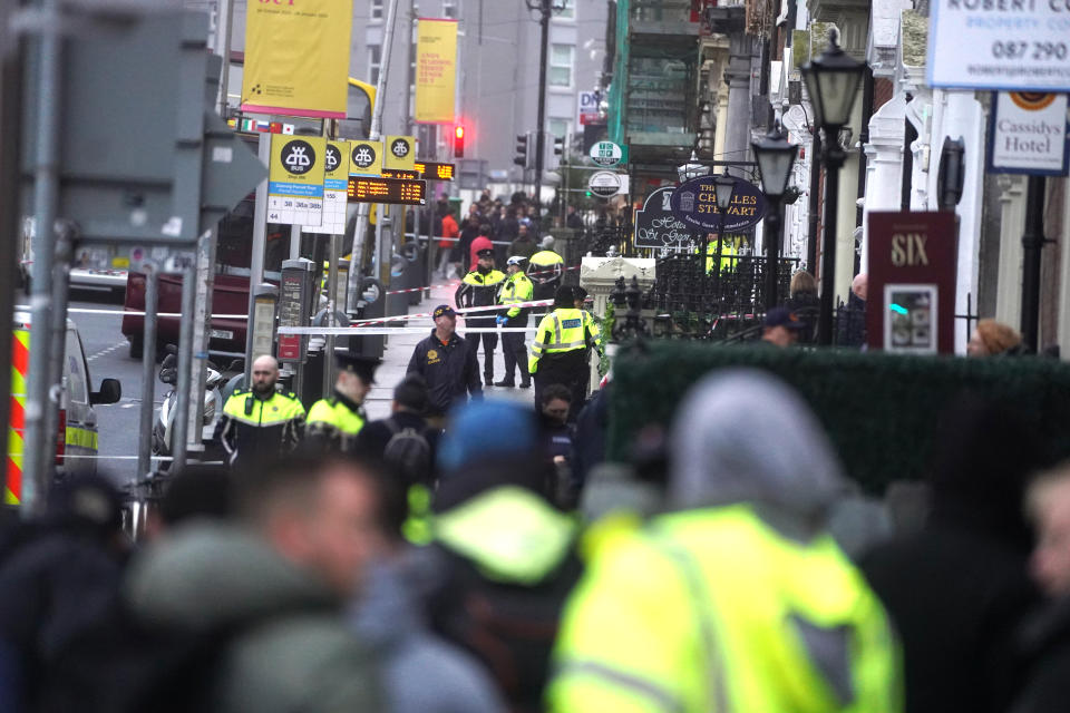 The scene in Dublin city centre on Thursday after the knife attack on three schoolchildren and their care assistant. (PA)