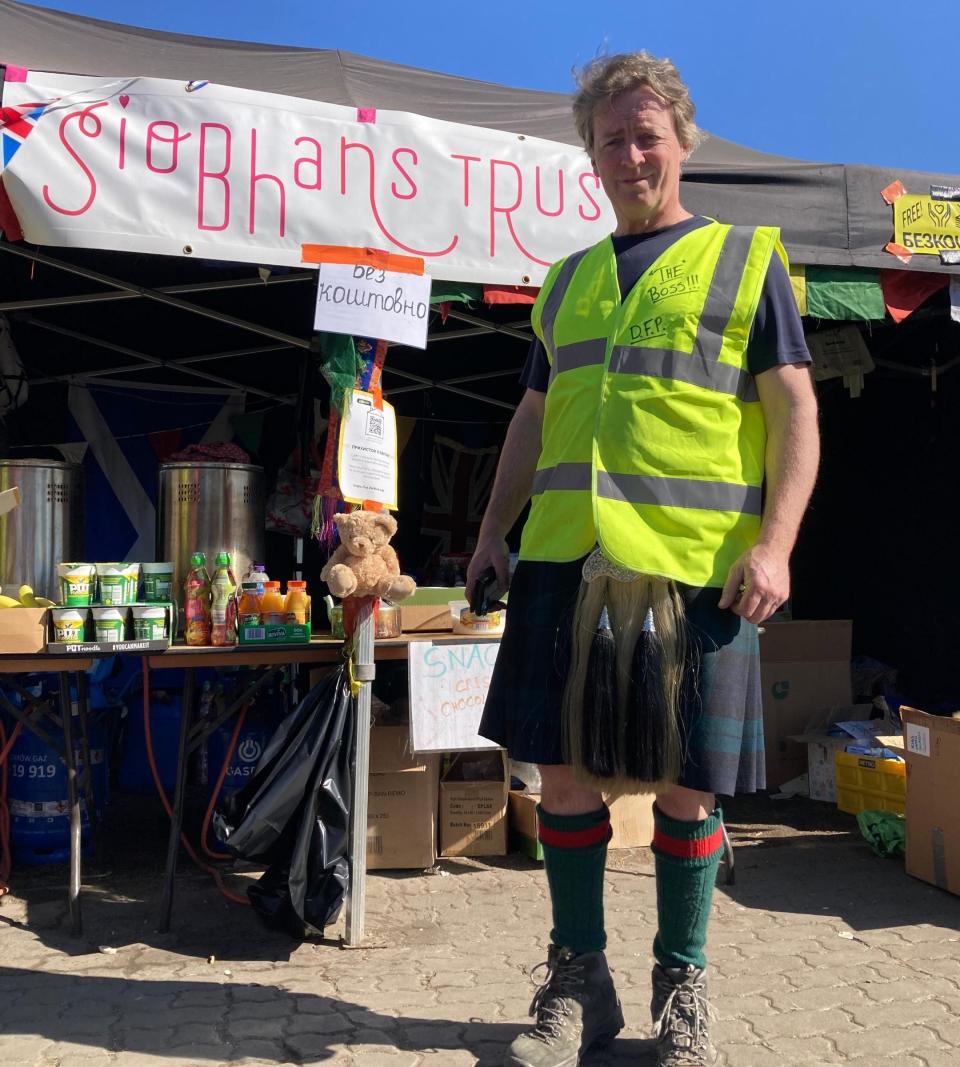 David Fox-Pitt, the leader of a group of volunteers who are providing drinks and hot meals for refugees at the Medyka border crossing between Ukraine and Poland  - Nick Squires