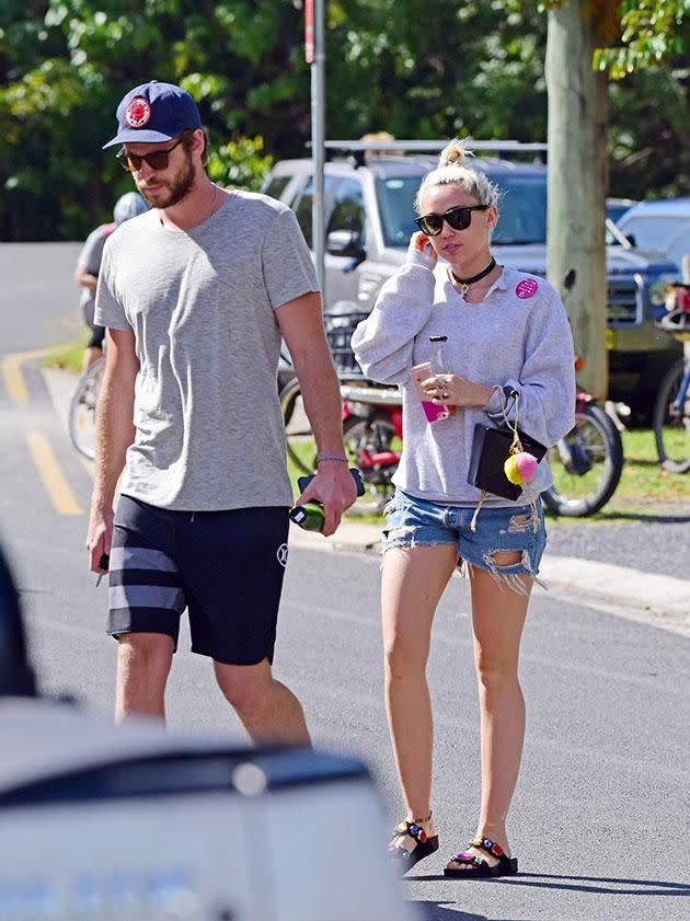 Liam and Miley were spotted getting cozy in Byron Bay late last month. Photo: Getty Images