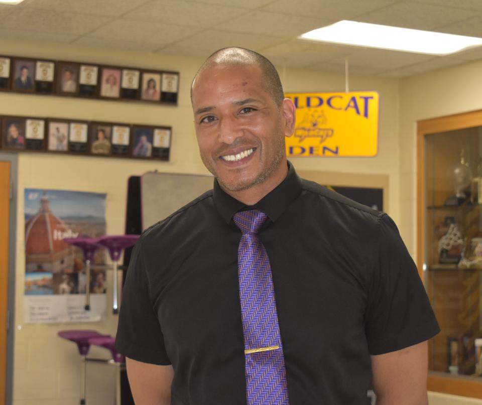 Jonathon Royce, one of three finalists for Onsted Community Schools' superintendent, is pictured May 8 after interviewing a second time the board of education.