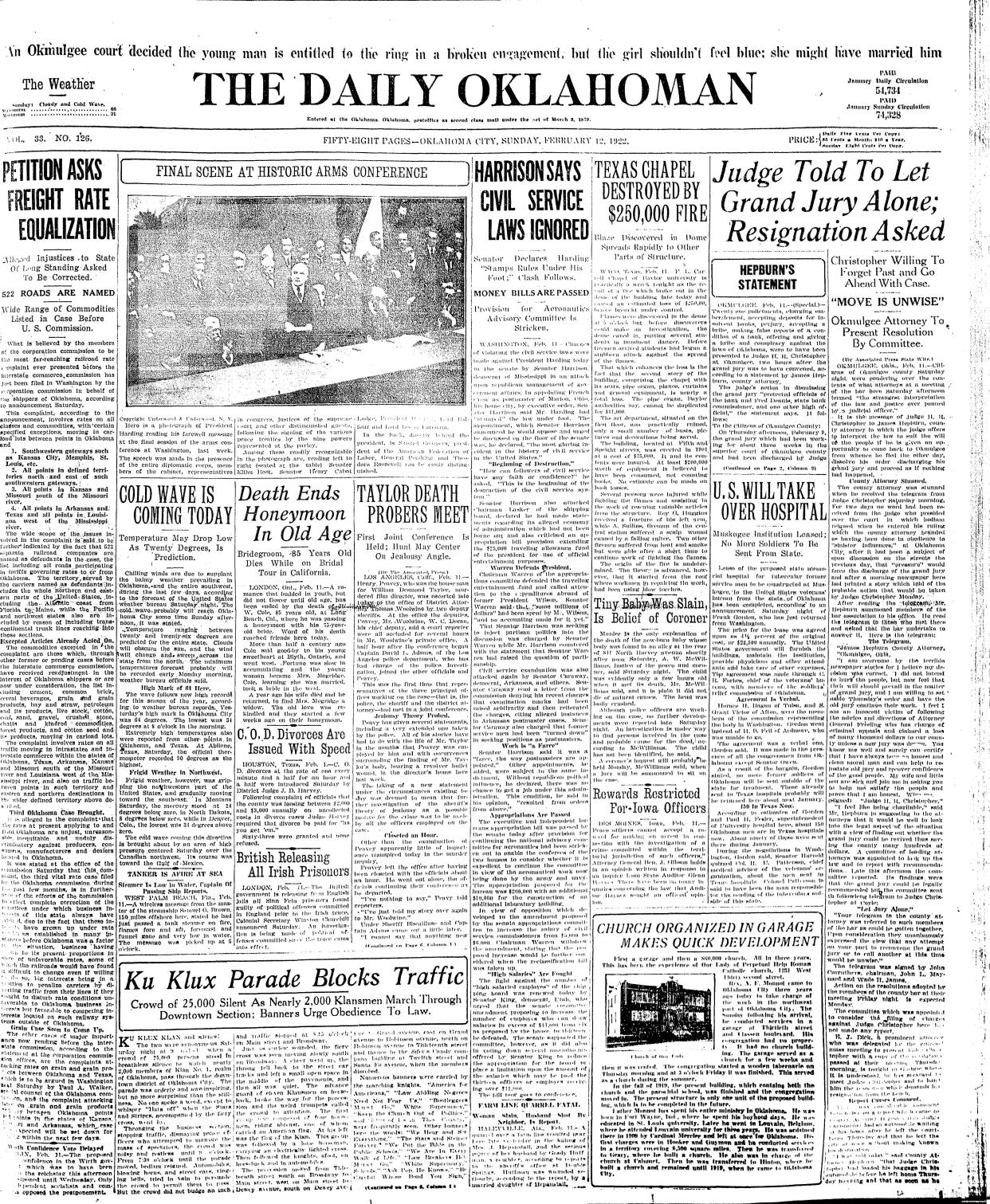 Feb. 12, 1922, edition of The Daily Oklahoman