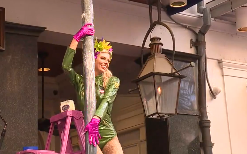 Greasing of the Poles at The Royal Sonesta Hotel New Orleans on Friday, Feb. 9, 2024. (WGNO/Justin Abshire)