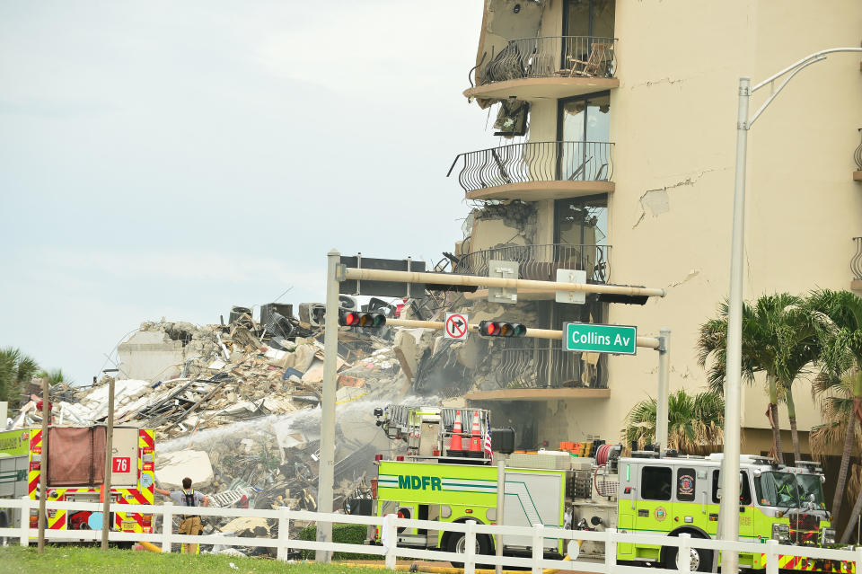 Search and Rescue personnel work after the partial collapse of the 12-story Champlain Towers South condo building in Florida. Source: Sipa USA