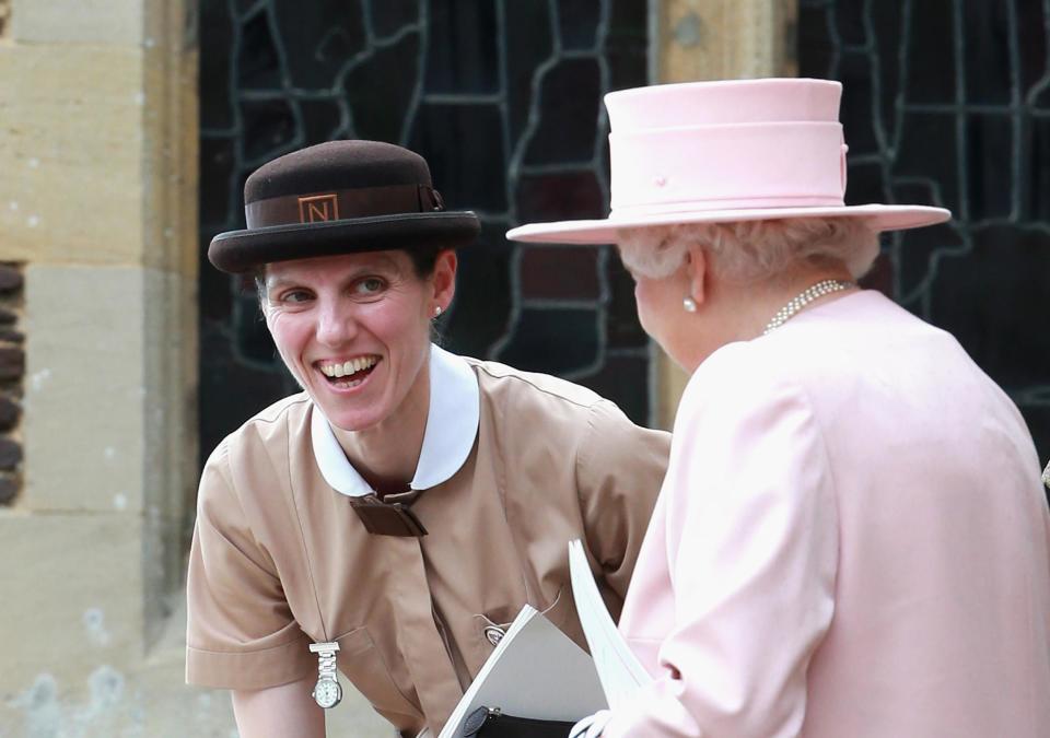 Maria Borrallo speaks with Queen Elizabeth (Chris Jackson/Getty Images)