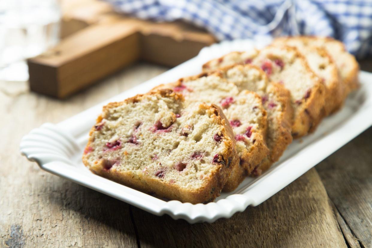 Homemade pound cake with berries