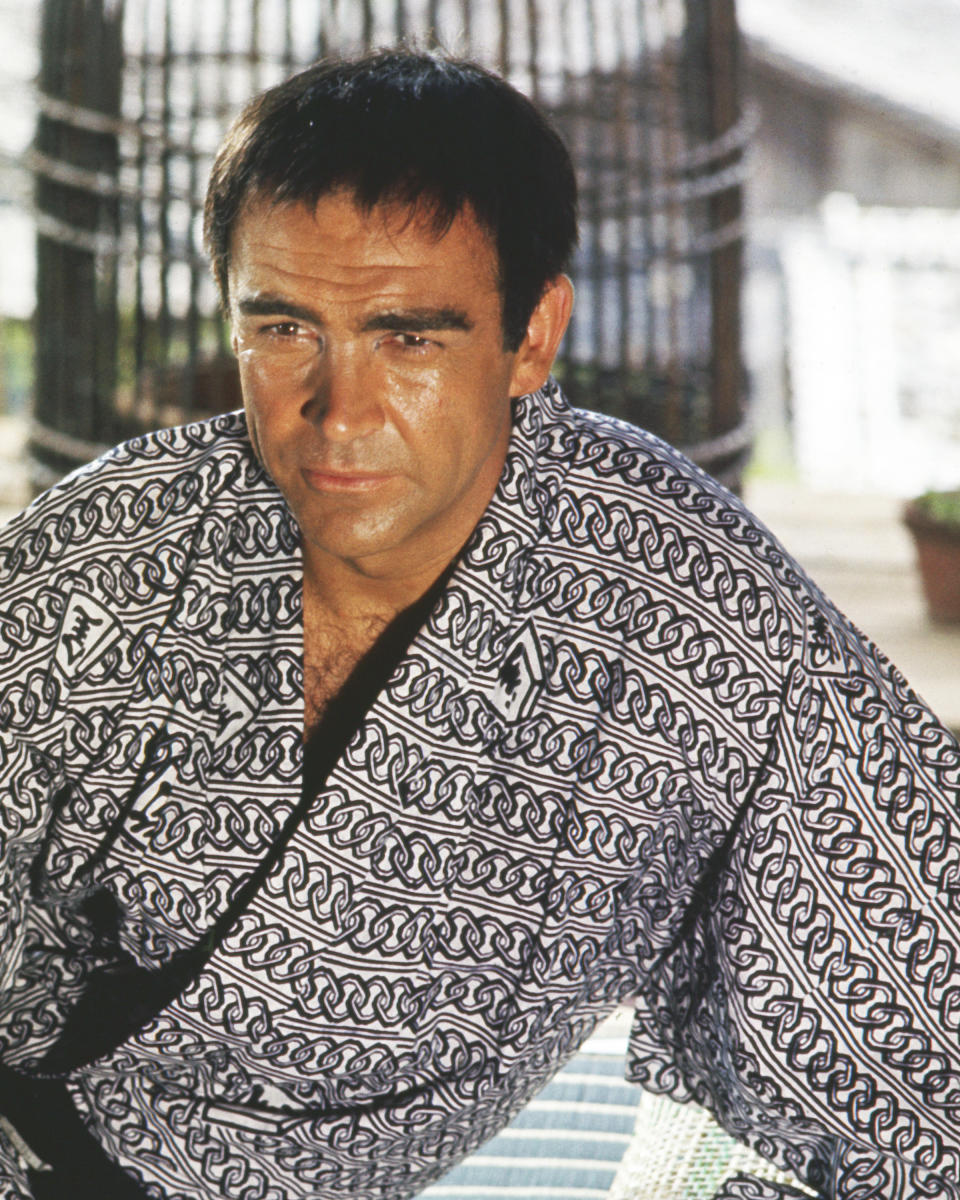 Scottish actor Sean Connery as James Bond, attempting to pass as a Japanese fisherman in the film 'You Only Live Twice', 1967. (Photo by Silver Screen Collection/Getty Images)