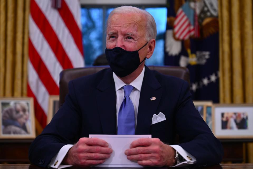 <p>Mr Biden told CNN that he did not believe his Democrat colleagues could secure the 17 Republican votes needed </p> (AFP via Getty Images)