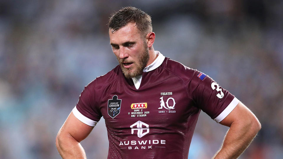 Kurt Capewell is seen here playing for the Maroons in the 2020 State of Origin series.