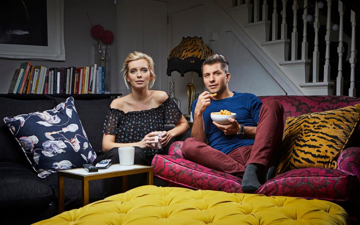 Rachel and Pasha were among the celebrity pairs curling up on the couch - (Channel 4 images must not be altered or manipulated in any way) This picture may be used solely for