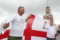 Soccer Football - World Cup - Semi-Final - Croatia v England - Moscow, Russia - July 10, 2018. Supporters of team England gather in Red Square. REUTERS/Gleb Garanich