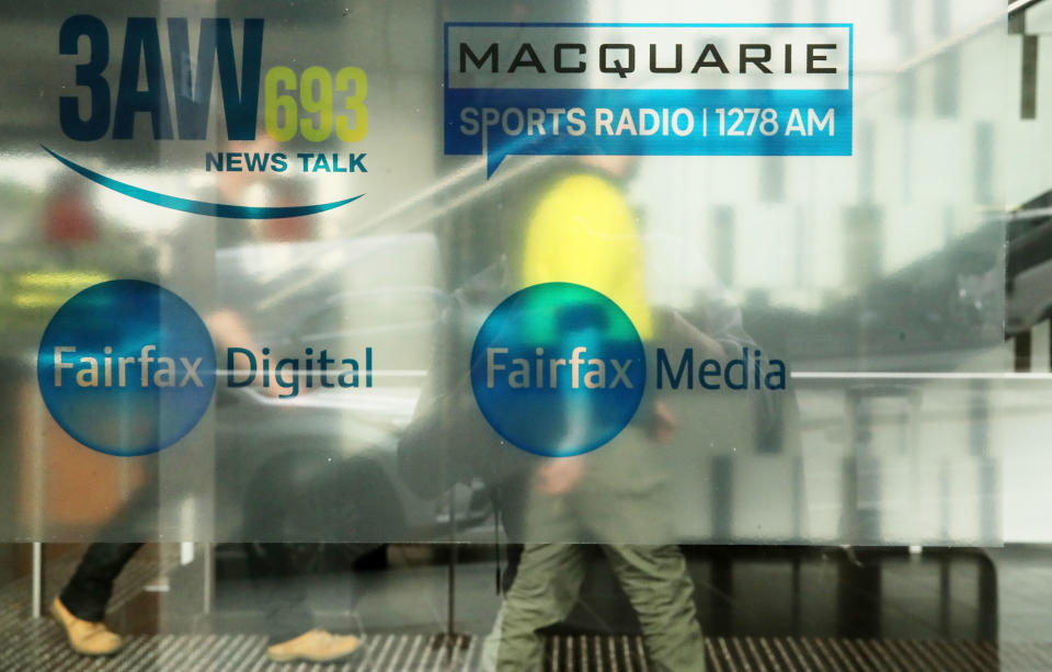 MELBOURNE, AUSTRALIA - JULY 26:  The Fairfax Media logo is seen on the outside of their offices on July 26, 2018 in Melbourne, Australia. Nine and Fairfax have announced plans to merge, which will create an integrated media giant across television, online video streaming, print, digital and real estate advertising. The merger is planned to take place by the end of 2018, with Nine to be the dominant partner retaining 51.1 per cent of the new merged company's shares. The merged company will be called Nine, and will  retain Nine's current chief executive Hugh Marks and chairman Peter Costello at the helm. The new Nine company will include Nine's free-to-air television network, Fairfax mastheads including The Sydney Morning Herald and The Age, a long with a numbers of digital assets including real estate site Domain, subscription video platform Stan and 9Now, and Fairfax's radio interests through Macquarie Media.  (Photo by Scott Barbour/Getty Images)