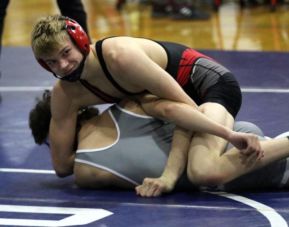 Chenango Valley's Trevor Cortright beat Horseheads' Cody Dale for the 126-pound title at the Southern Tier Athletic Conference Wrestling Tournament on Jan. 21, 2023 at Owego Free Academy.