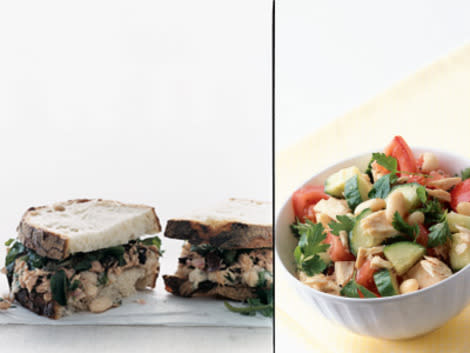 Try pairing tuna and beans. From right: Tuscan Tuna-and-Bean Sandwiches; Tuna and White Bean Salad