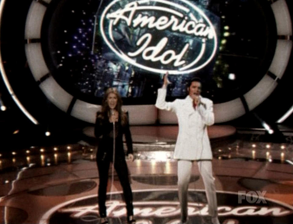Celine Dion and Evlis Presley perform on Idol Gives Back.