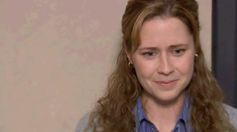 Pam from "The Office" looking sad