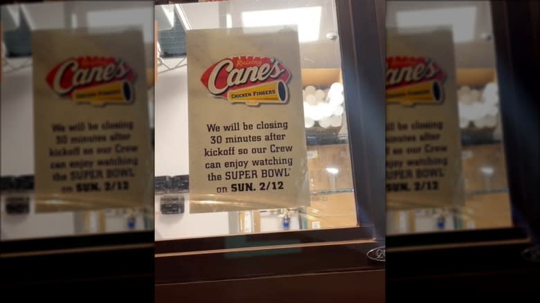 cane's closing sign