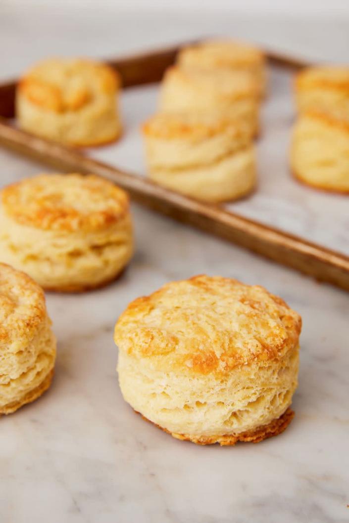 <p>There's nothing better than flaky, warm biscuits straight from the oven. </p><p>Get the recipe from <a href="https://www.delish.com/cooking/recipe-ideas/a23712163/easy-biscuits-recipe/" rel="nofollow noopener" target="_blank" data-ylk="slk:Delish" class="link rapid-noclick-resp">Delish</a>. </p>