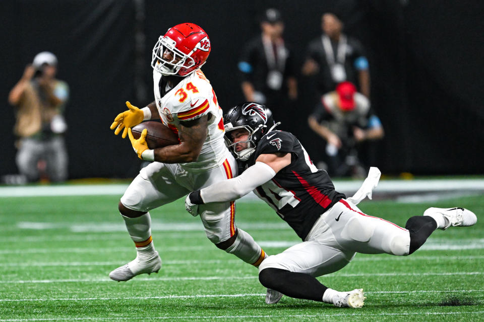 Le match Chiefs-Falcons de dimanche soir a été un succès d'audience pour NBCL (Rich von Biberstein/Icon Sportswire via Getty Images)