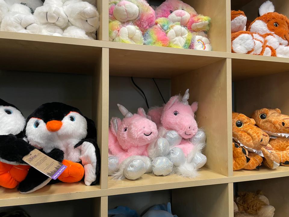 Susie's Gems and Jewels offers build-your-own stuffed animals, from unicorns to bears to dinosaurs.