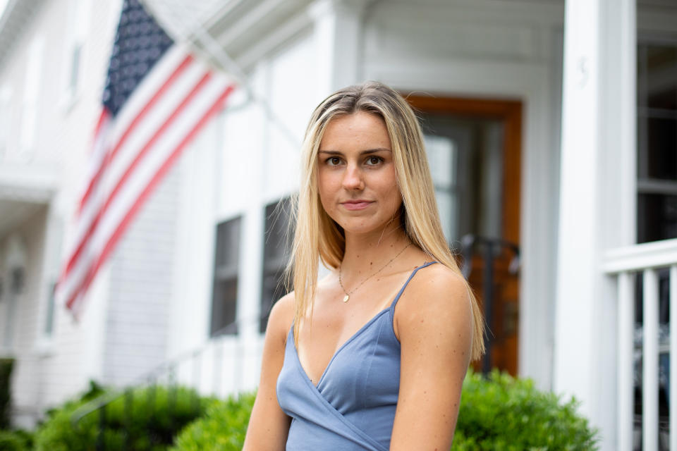 Lilly Bestoso outside her home in Newport, R.I. (Kayana Szymczak for Yahoo News)