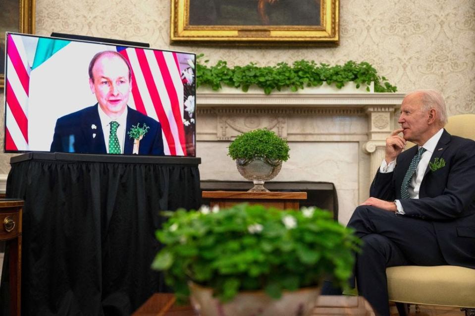 President Joe Biden marks St. Patrick's Day at the White House in 2021.