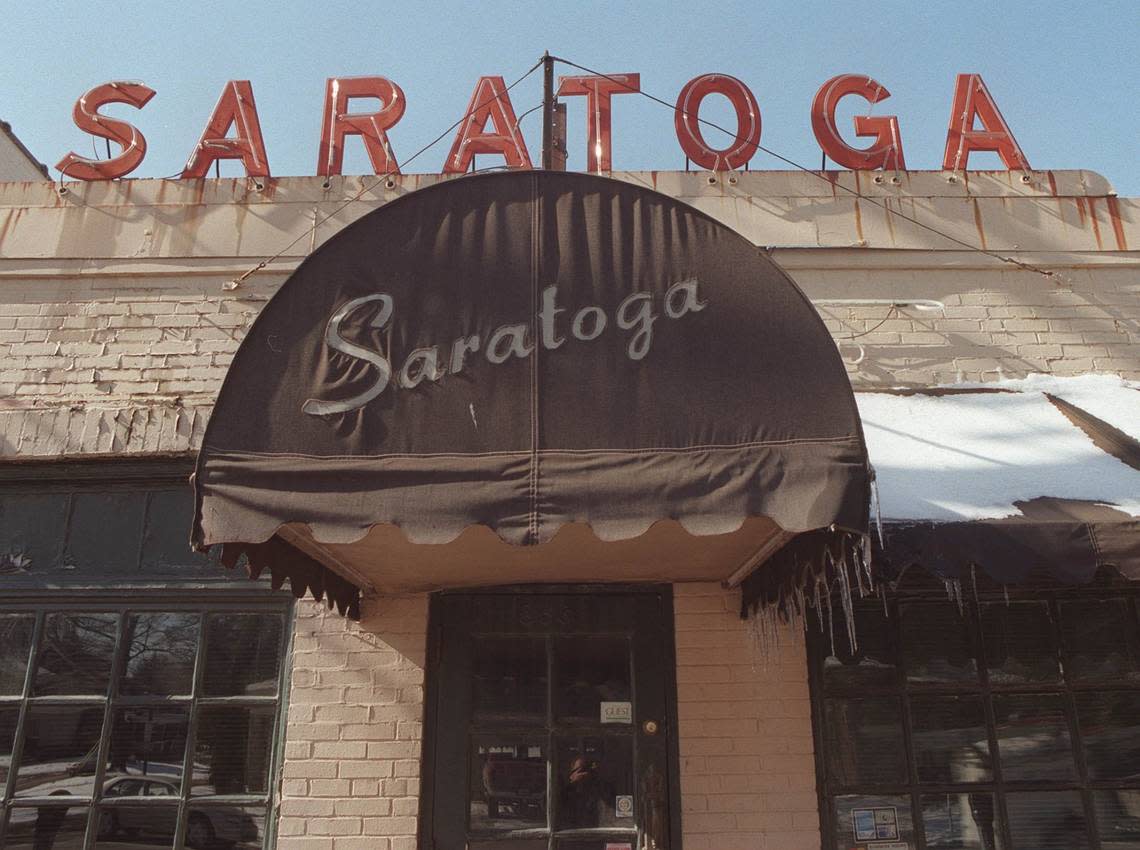 The awning is still in place at the old Saratoga restaurant on East High St in Lexington, Ky. February 2, 2000. The restaurant and nearby buildings were later demolished.