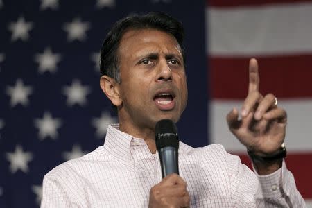 Former Louisiana Governor Bobby Jindal speaks at the Growth and Opportunity Party at the Iowa State Fairgrounds in Des Moines, Iowa in this October 31, 2015 file photo. REUTERS/Brian C. Frank/Files