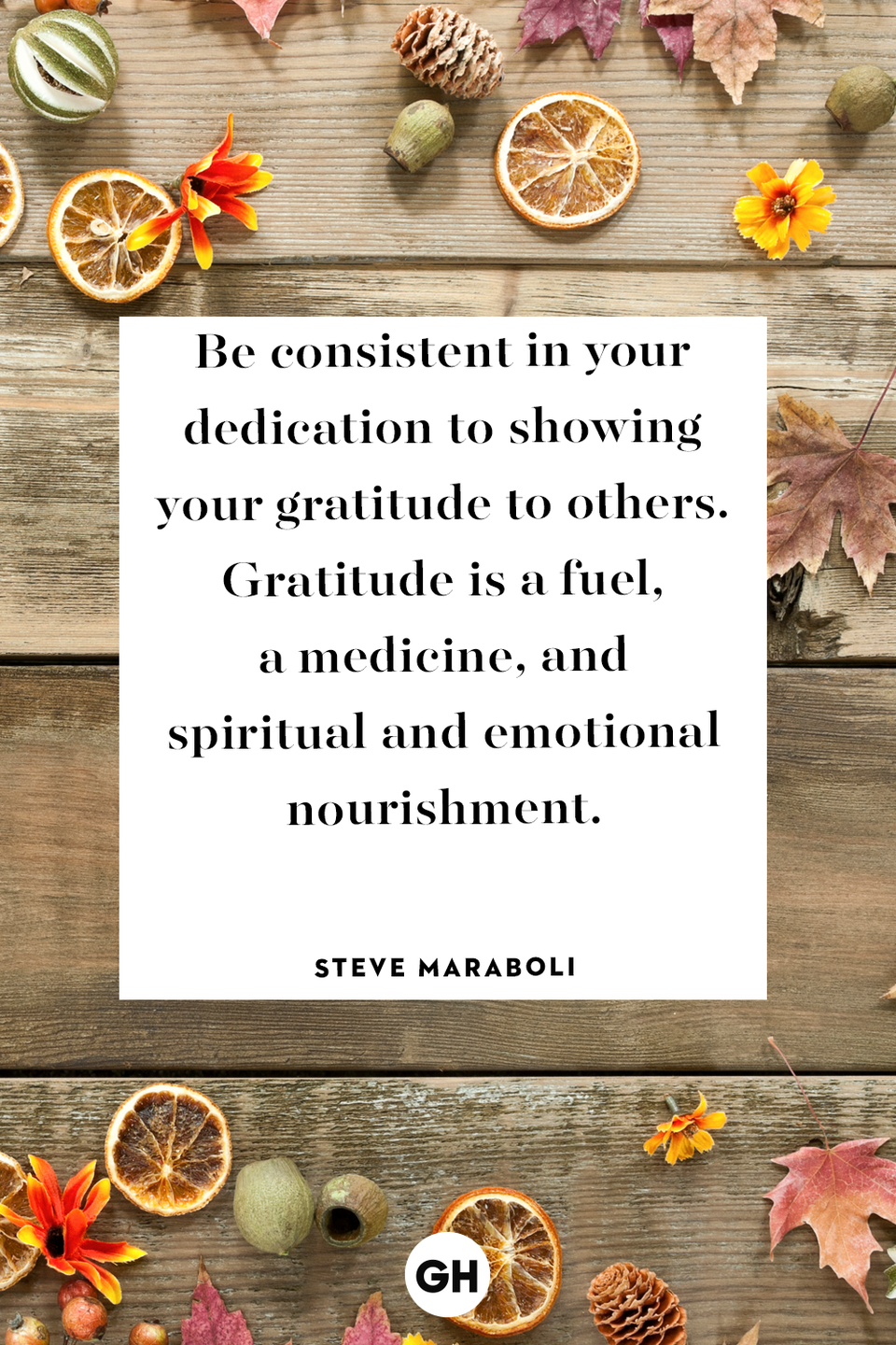 <p>Be consistent in your dedication to showing your gratitude to others. Gratitude is a fuel, a medicine and spiritual and emotional nourishment.</p>