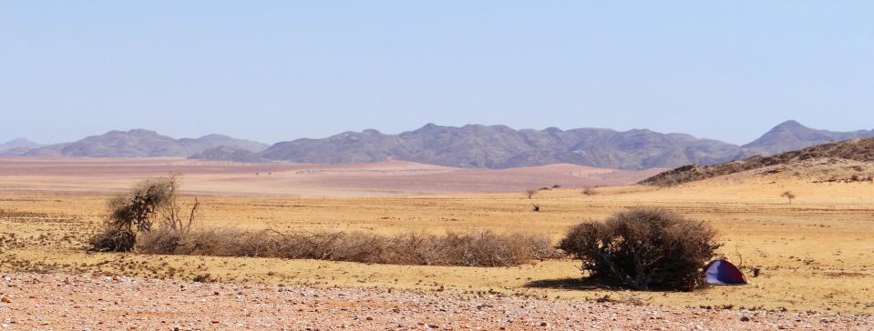 The kraal and tent of a lone Herero herder whose donkey was killed by lions, illustrating the vulnerable conditions in which some people are living and experiencing lion attacks.