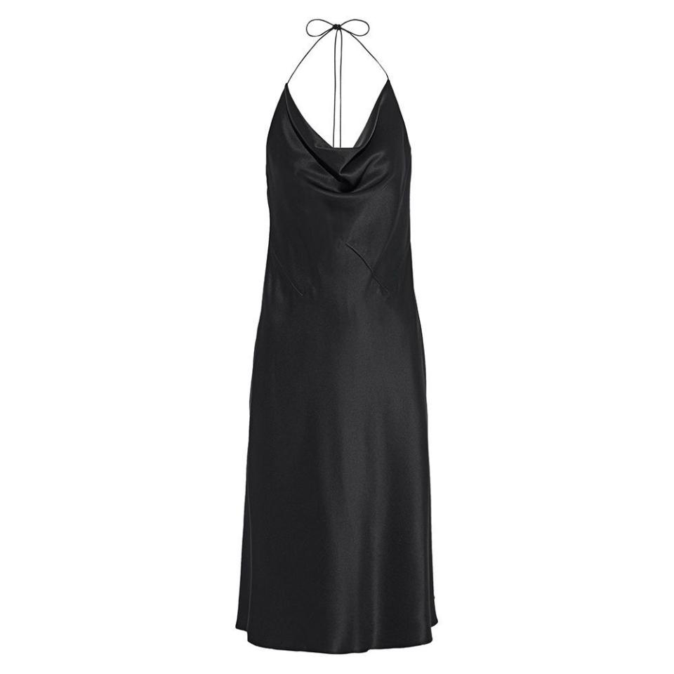 38) Draped Silk-Satin Halterneck Slip Dress