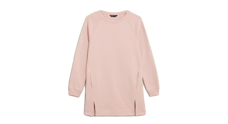 Cotton Crew Neck Longline Sweatshirt 