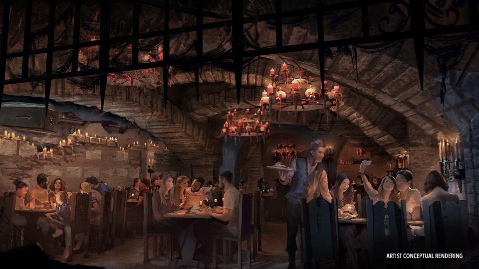 Universal describes Das Stakehous as a "dining hall run by vampire 'familiars' who size up unsuspecting patrons to be part of the vampires’ feast." The actual menu will offer dishes like kebabs and sandwiches.
