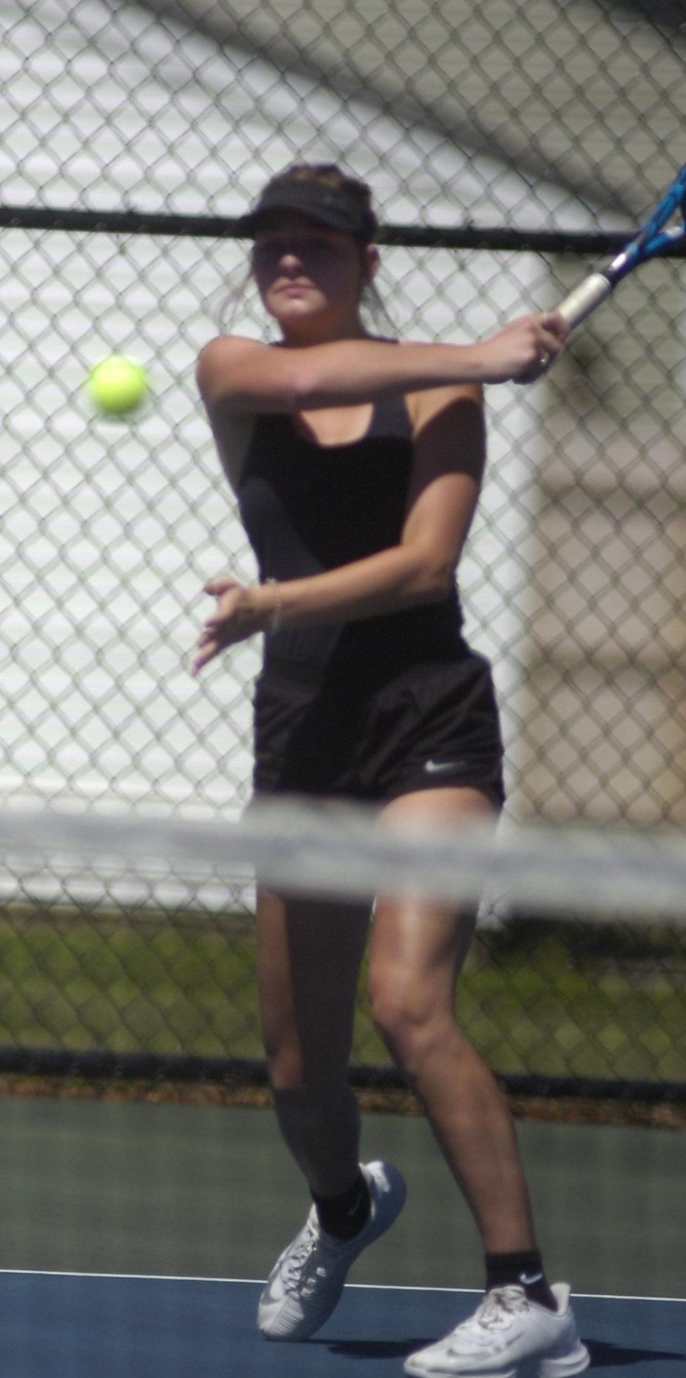 Chloe Ediger during junior division play of the T-G Tennis Open at Brookside Park Friday, June 24, 2022.