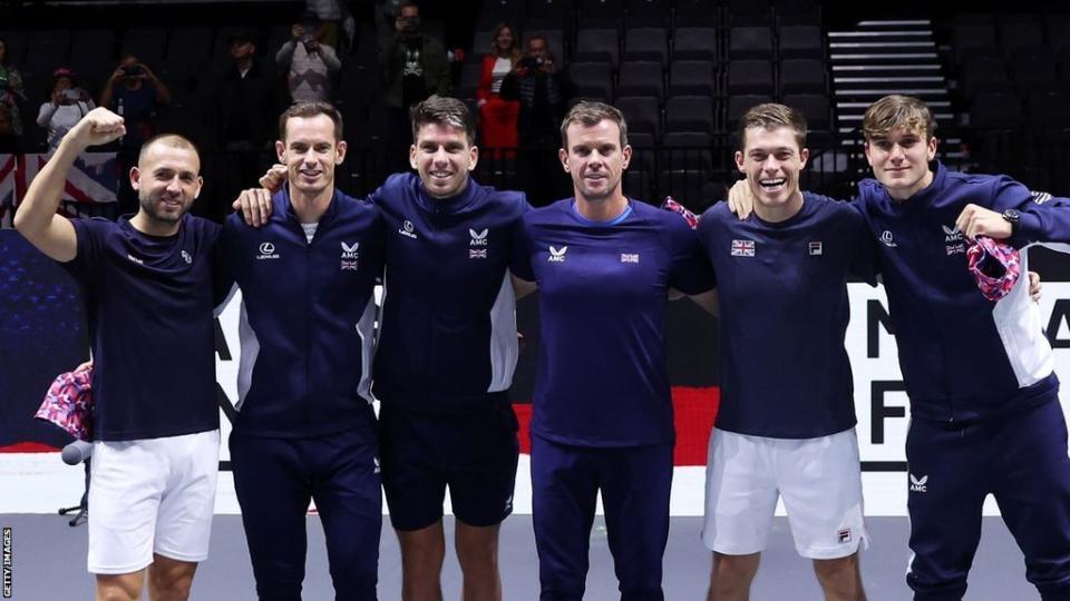 Great Britain's Davis Cup team celebrate their win over France