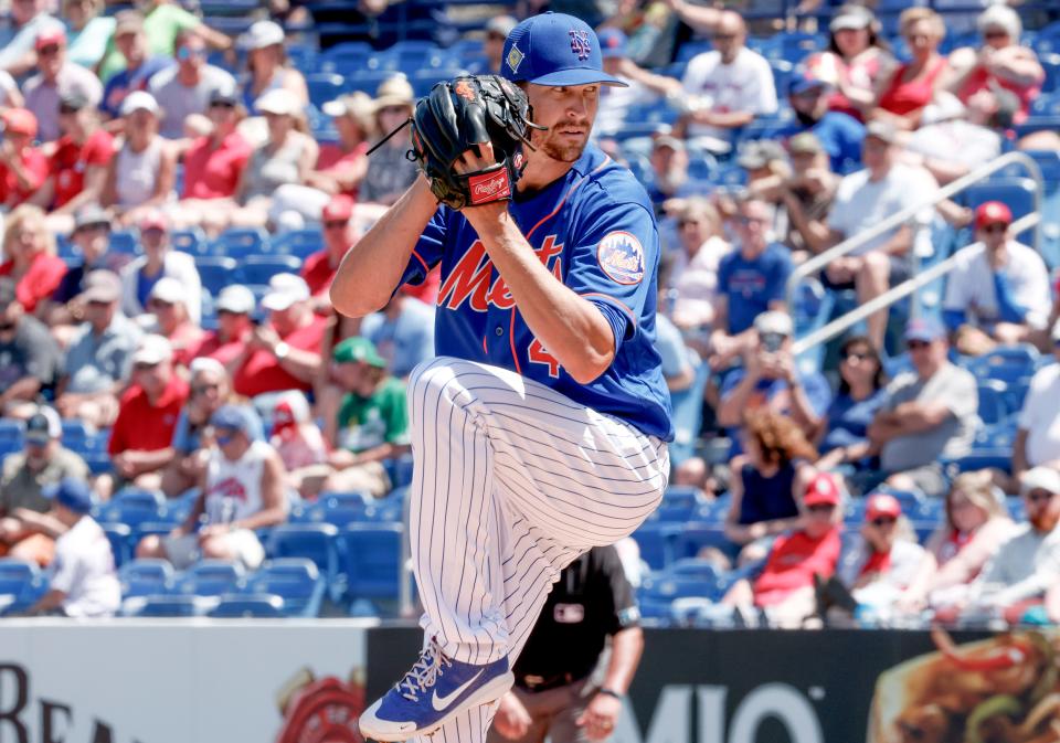 New York Mets starting pitcher Jacob deGrom during a March 27 spring training game.