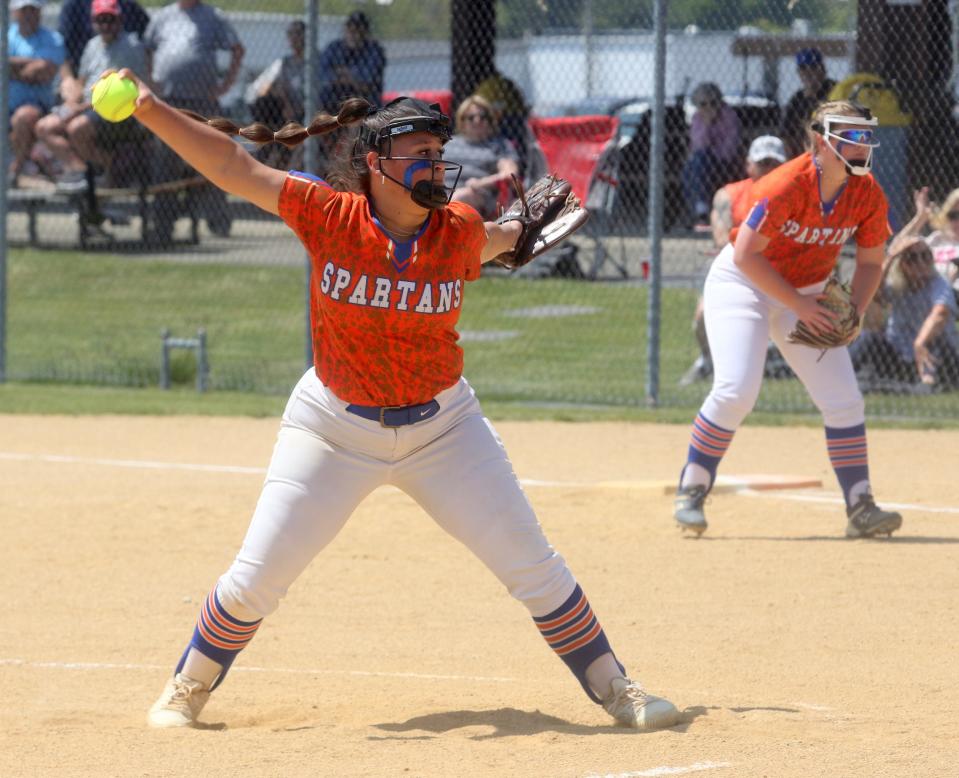 Thomas A. Edison's Gabby Milazzo tossed a one-hitter in a 2-1 win over Elmira Notre Dame in the Section 4 Class C softball championship game May 27, 2023 at the Holding Point Recreation Complex in Horseheads.