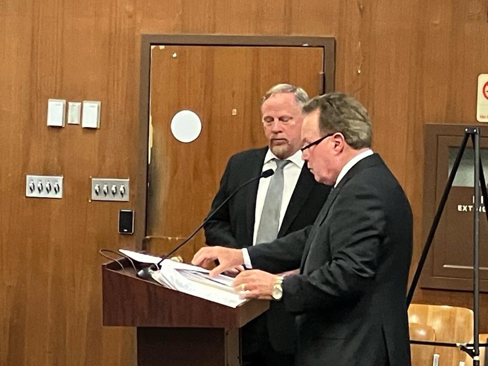 Attorney Robert Shea, representing neighbors of Lake Terrace, questioning private investigator John Ryan at the May 20, 2024, Lakewood Zoning Board of Adjustment meeting.