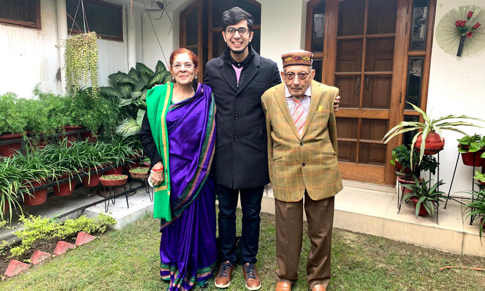 Image: Afraz Khan with his grandmother Shamin Humayum and grandfather. (Courtesy: Afraz Khan)