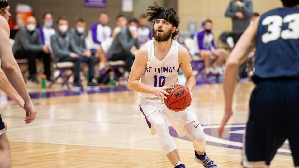 Riley Miller and the St. Thomas Tommies are in their first season of Division I basketball after moving up from Division III.