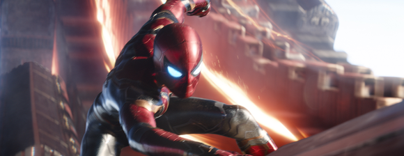 Spider-Man aboard an alien spacecraft in a scene from Avengers: Infinity War.