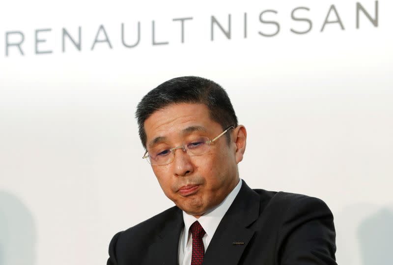 FILE PHOTO : Nissan CEO Hiroto Saikawa attends a joint news conference in Yokohama