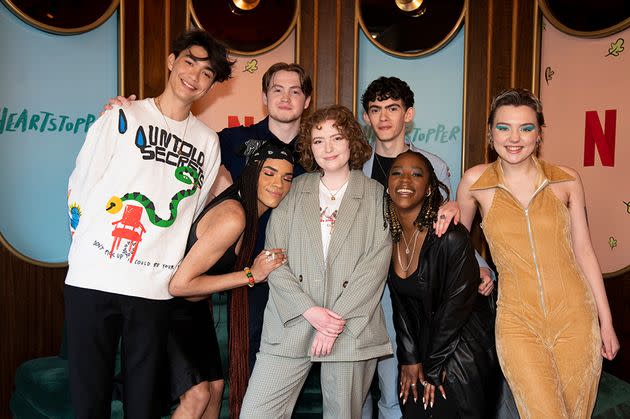 Alice Oseman (centre) with the Heartstopper cast (Photo: Netflix)