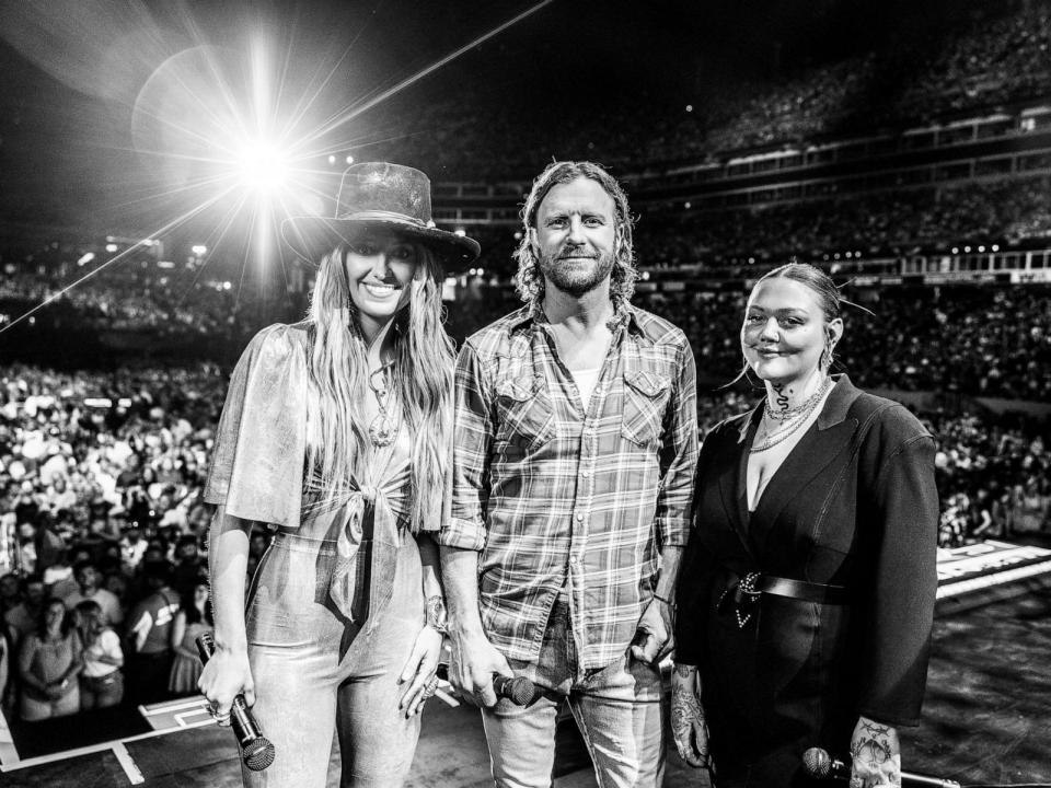 PHOTO: Lainey Wilson, Dierks Bentley and Elle King attend the 50th CMA Fest at Nissan Stadium on June 8, 2023, in Nashville, Tenn. (John Shearer/Getty Images for CMA)