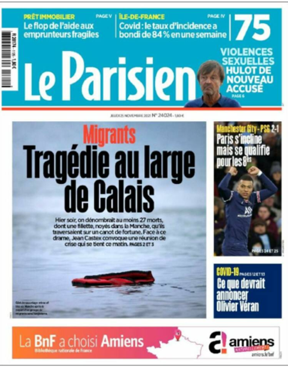 Le Parisien daily paper leads with news of the migrant crisis. (Le Parisien)