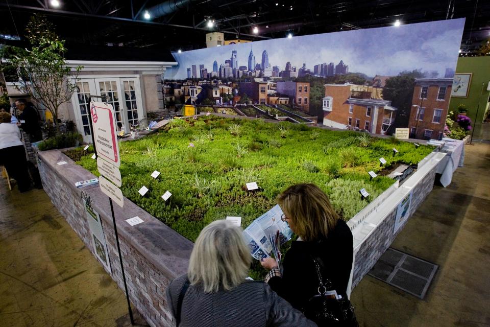 The Philadelphia Water Department's model of a green roof is shown at the the Philadelphia Flower Show.