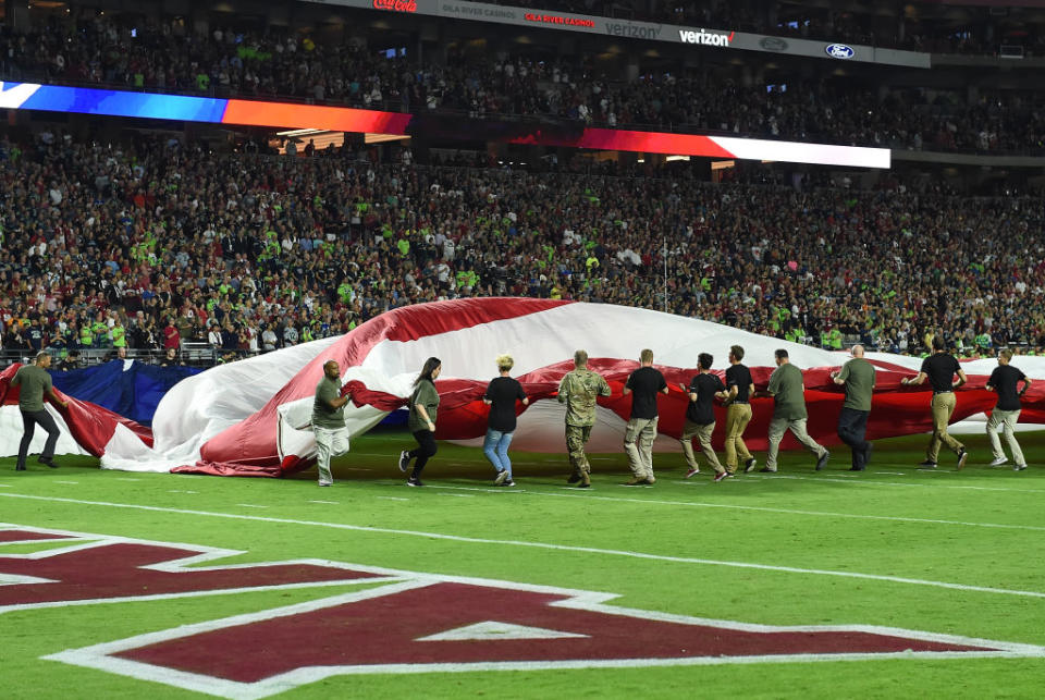 Protests during the national anthem continued in Thursday’s preseason games. (Getty)