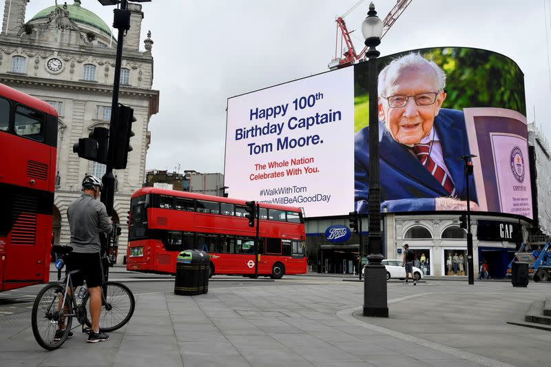 FILE PHOTO: 100th birthday of army veteran Captain Tom Moore, in London