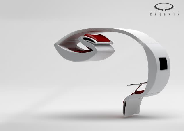 <b>Genesis Concept Seat</b><br>The Genesis concept seat holds another drop-down seat that allows passengers to face each other.