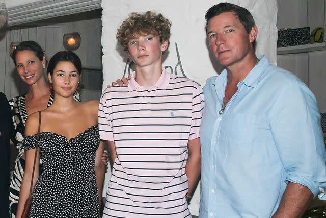 Panas Group via Getty Christy Turlington and Edward Burns with their daughter Grace and son Finn on vacation in Greece.